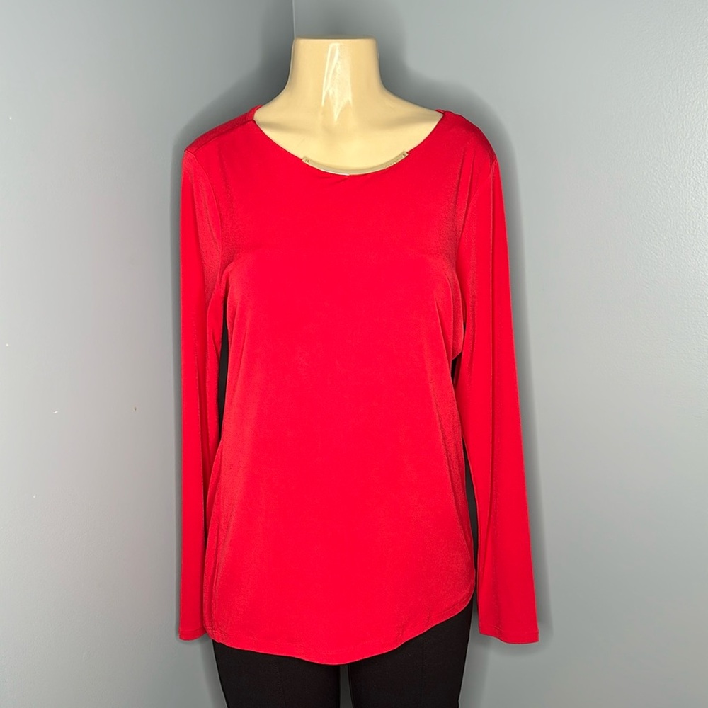 Michael Kors  blouse with gold plate on collar size M red color long sleeves